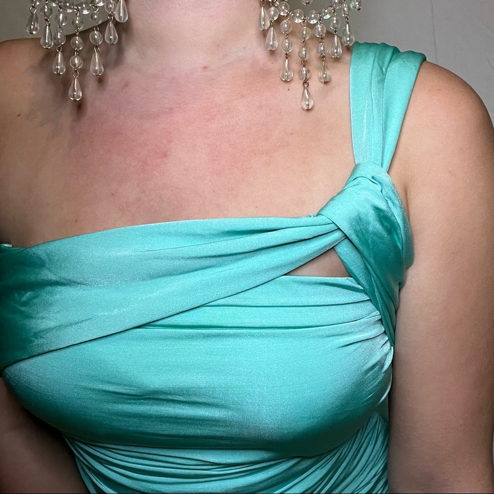 Aqua One Shoulder Top View 3